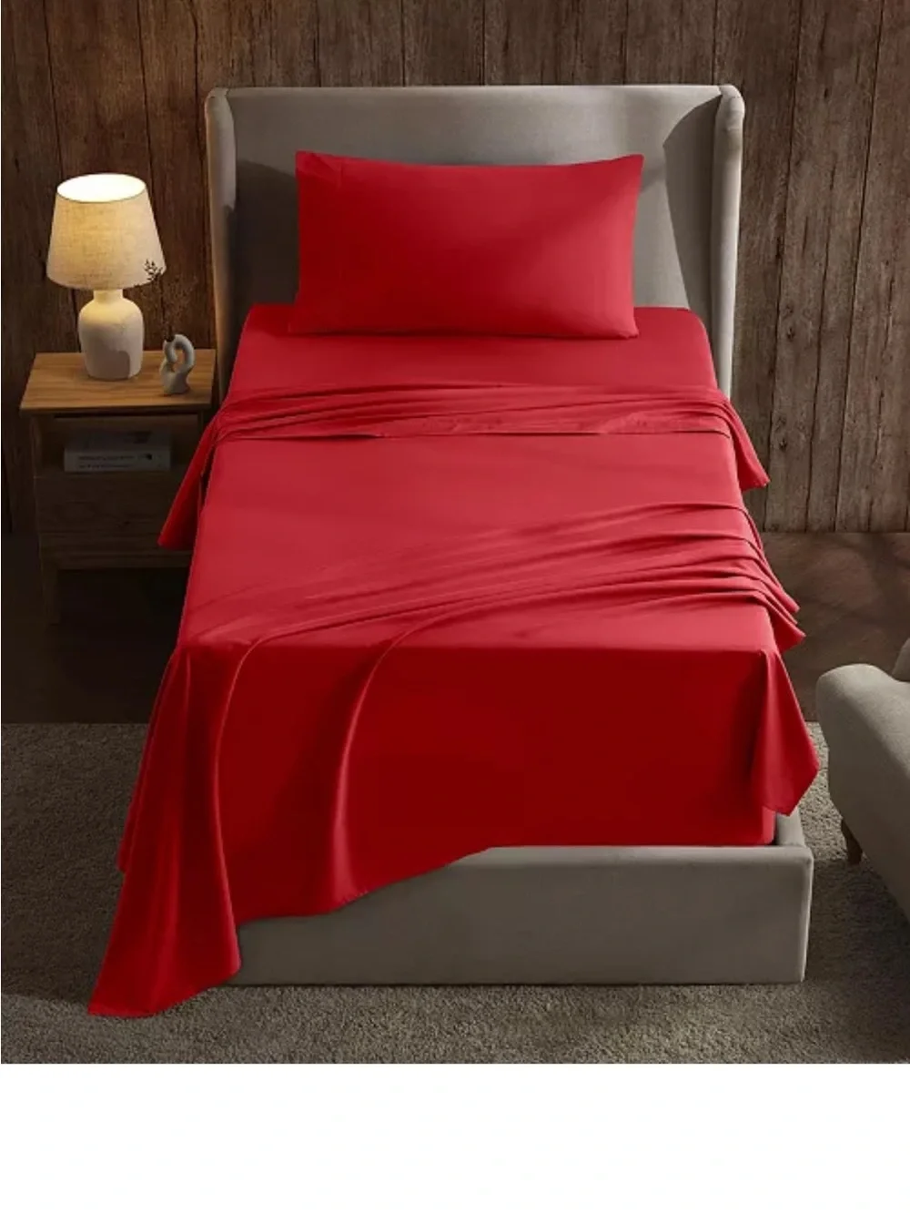 Red Microfiber Bed Sheet Set - Unbranded